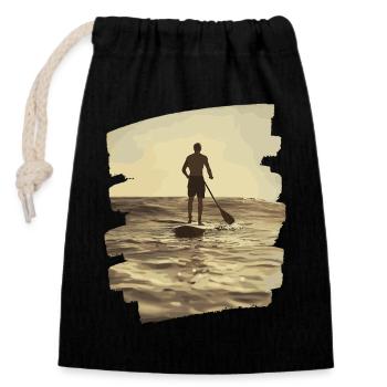 Stand-up paddle SUP - Closable cotton gift bag (14x20cm) - black - Front