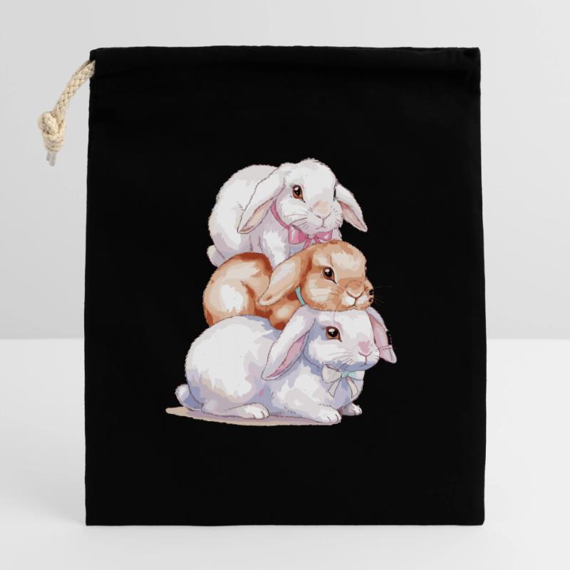 Cute Rabbit Stack for Rabbit Lovers Closable cotton gift bag (14x20cm)