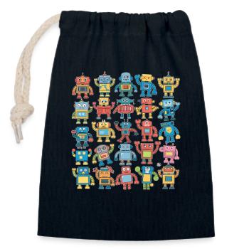 Bunte Roboter Für Kinder - Lustige Illustrationen - Verschließbarer Geschenkbeutel aus Baumwolle (14x20cm) - Navy - Vorne
