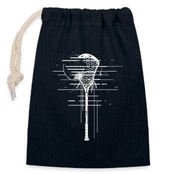Lacrosse stick sketch - Closable cotton gift bag (14x20cm) - navy - Front