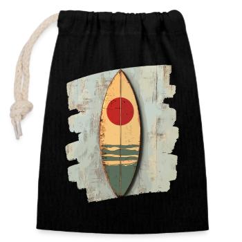 Surfboard - Closable cotton gift bag (14x20cm) - black - Front