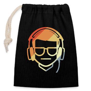 Gamer Dessin Rétro - Sac cadeau en coton avec cordon (14 x 20 cm) - noir - Devant