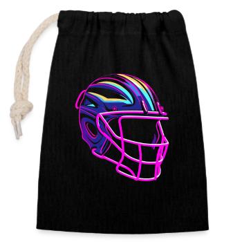 Lacrosse Helmet Synthwave - Closable cotton gift bag (14x20cm) - black - Front