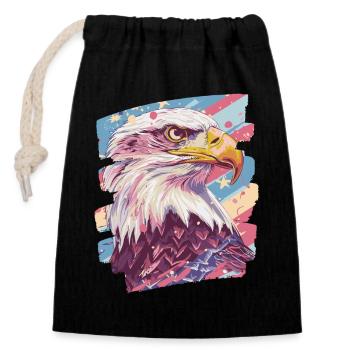 Drapeau américain avec aigle - Sac cadeau en coton avec cordon (14 x 20 cm) - noir - Devant