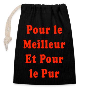 Pour le meilleur et pour le pur - Sac cadeau en coton avec cordon (14 x 20 cm) - noir - Devant