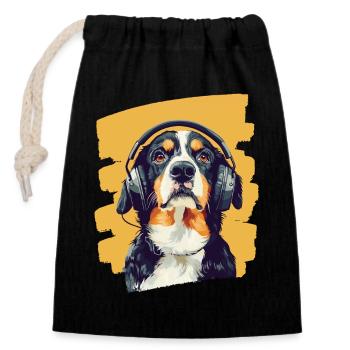 Entlebuch Mountain Dog - Closable cotton gift bag (14x20cm) - black - Front
