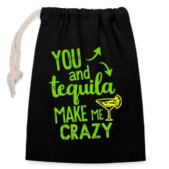 Tequila Party Dire Citation - Sac cadeau en coton avec cordon (14 x 20 cm) - noir - Devant