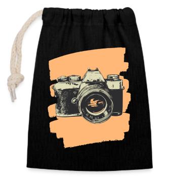 Appareil photo Photographe Photo - Sac cadeau en coton avec cordon (14 x 20 cm) - noir - Devant