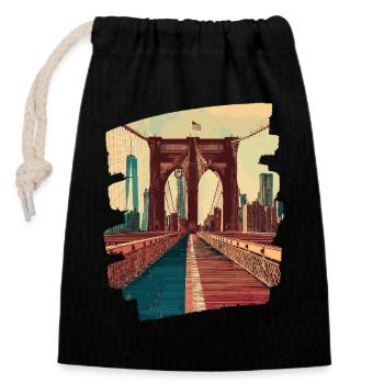 Brooklyn Bridge - Verschließbarer Geschenkbeutel aus Baumwolle (14x20cm) - Schwarz - Vorne