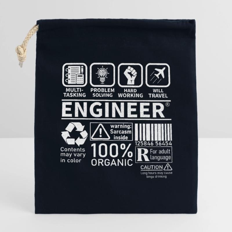 engineer multitasking problem solving hard working Closable cotton gift bag (14x20cm)