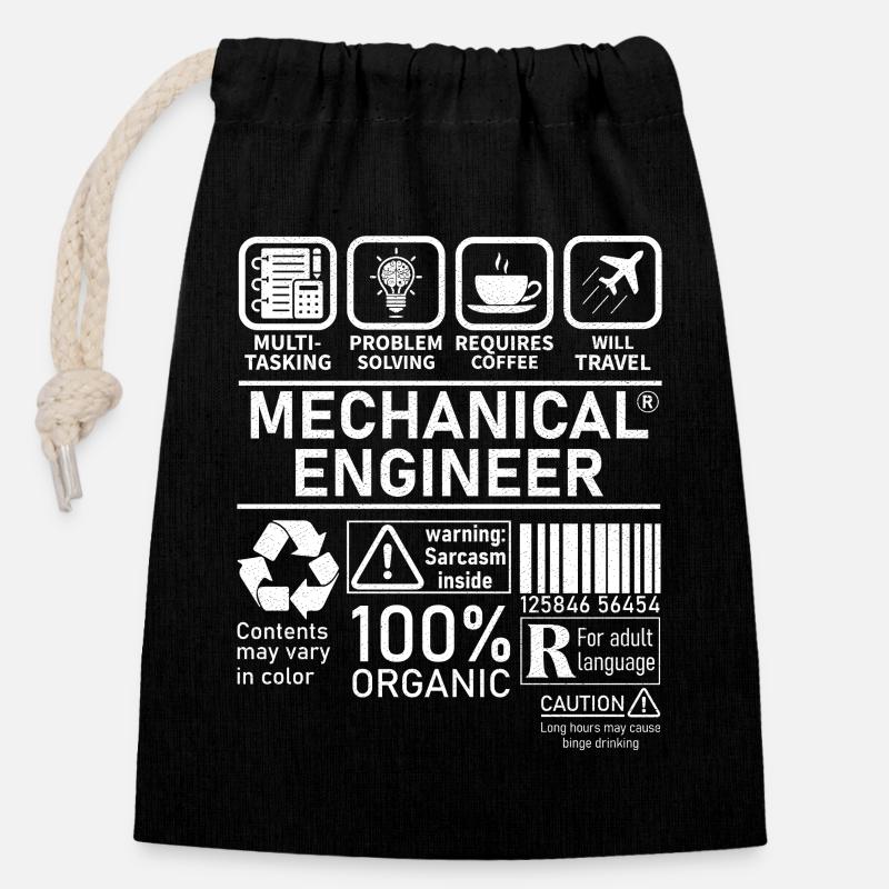Ingénieur mécanique multitâche résolution de problèmes - Sac cadeau en coton avec cordon (14 x 20 cm) - noir