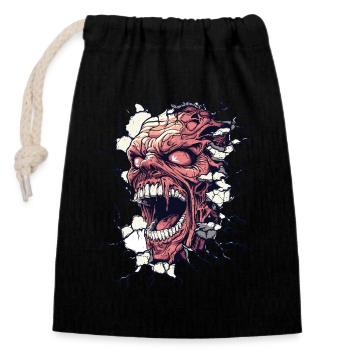 Monster durchbricht die Wand – Horror-Design - Verschließbarer Geschenkbeutel aus Baumwolle (14x20cm) - Schwarz - Vorne