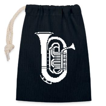 Tuba Pixel Graphics - Closable cotton gift bag (14x20cm) - navy - Front
