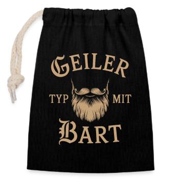 Geiler Typ Mit Bart Bartträger Barbier Vollbart - Verschließbarer Geschenkbeutel aus Baumwolle (14x20cm) - Schwarz - Vorne