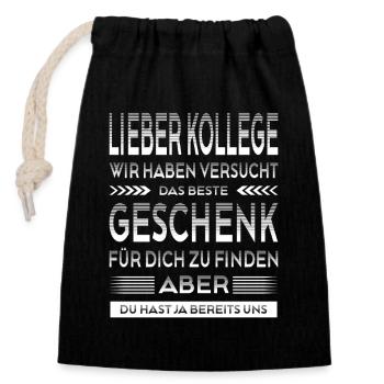 Kollege Abschied Geschenke Abschiedsgeschenk - Verschließbarer Geschenkbeutel aus Baumwolle (14x20cm) - Schwarz - Vorne