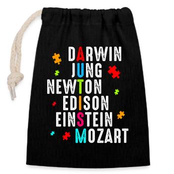 Autism - Closable cotton gift bag (14x20cm) - black - Front