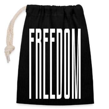 Freedom pour tous. - Sac cadeau en coton avec cordon (14 x 20 cm) - noir - Devant