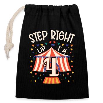 Circus Birthday Party - 4th Birthday Boy 4 Years - Verschließbarer Geschenkbeutel aus Baumwolle (14x20cm) - Schwarz - Vorne