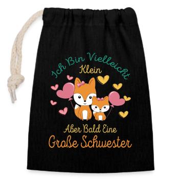 Maybe small, but soon Big Sister Foxes - Closable cotton gift bag (14x20cm) - black - Front