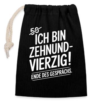 Ich bin Zehnundvierzig Geschenk Für 50. Geburtstag - Verschließbarer Geschenkbeutel aus Baumwolle (14x20cm) - Schwarz - Vorne