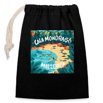 Cala Mondrago - Sac cadeau en coton avec cordon (14 x 20 cm) - noir - Devant