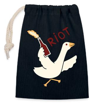 Rioting Goose T-Shirt – Fun & Quirky Graphic - Closable cotton gift bag (14x20cm) - navy - Front