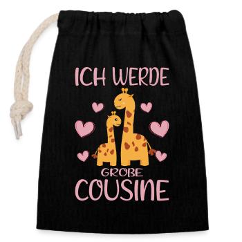 Cousin I'm Going Big Cousin Baby Giraffes - Closable cotton gift bag (14x20cm) - black - Front