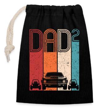 Dad High 2 Dad Two Kids Dad Car Gift - Closable cotton gift bag (14x20cm) - black - Front