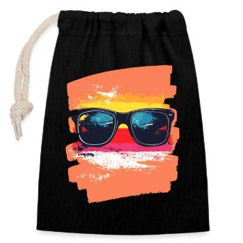 Sonnenbrille - Verschließbarer Geschenkbeutel aus Baumwolle (14x20cm) - Schwarz - Vorne