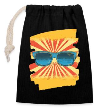 Sonnenbrille - Verschließbarer Geschenkbeutel aus Baumwolle (14x20cm) - Schwarz - Vorne