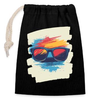 Sonnenbrille - Verschließbarer Geschenkbeutel aus Baumwolle (14x20cm) - Schwarz - Vorne
