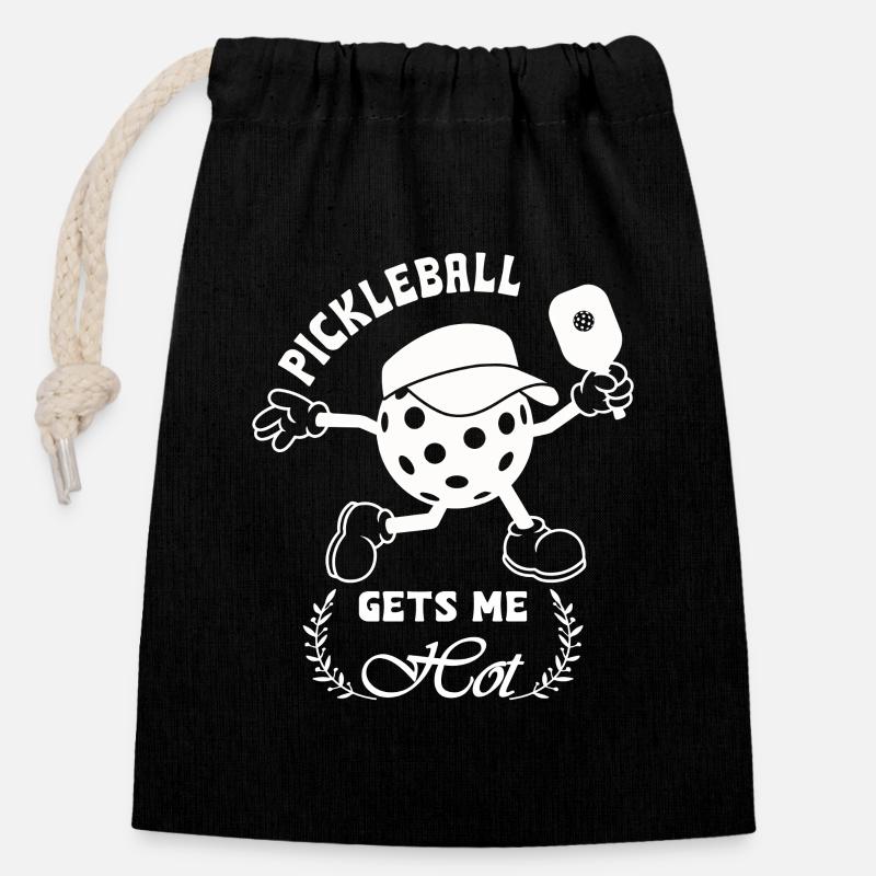 Pickleball gets me hot - Closable cotton gift bag (14x20cm) - black