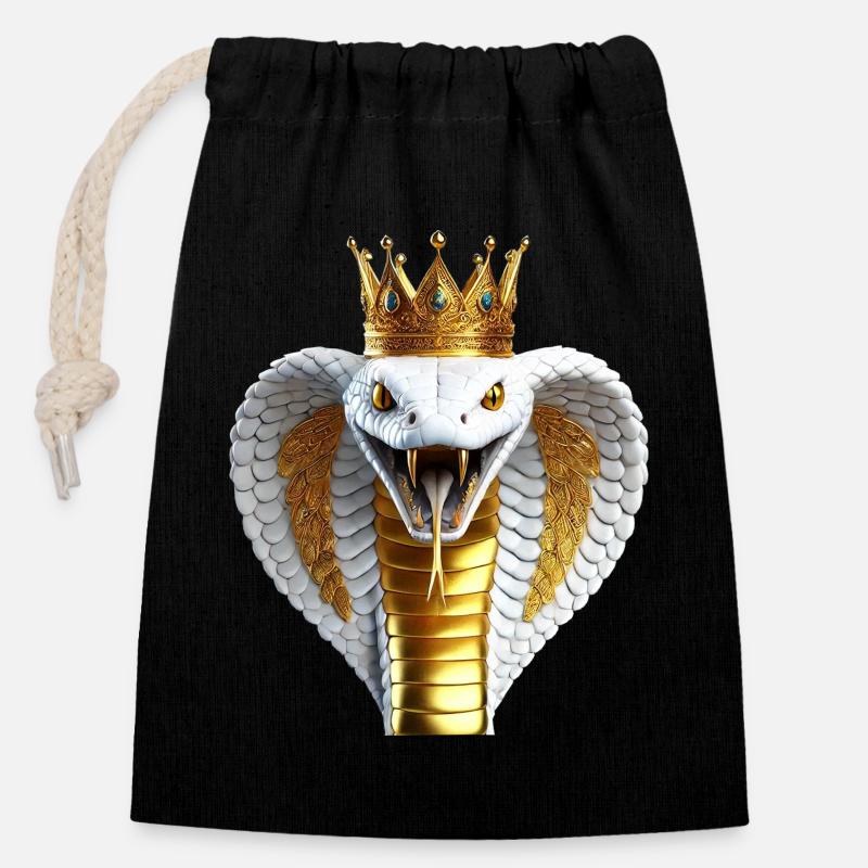 Cobra roi avec couronne - Sac cadeau en coton avec cordon (14 x 20 cm) - noir