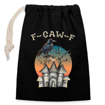 Oiseau Noir F-Caw-F Drôle Corbeau Noir Corbeau Noir - Sac cadeau en coton avec cordon (14 x 20 cm) - noir - Devant