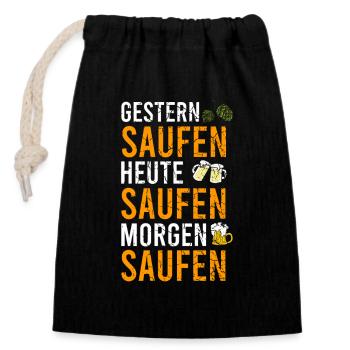 Saufen Gestern Heute Morgen - Verschließbarer Geschenkbeutel aus Baumwolle (14x20cm) - Schwarz - Vorne