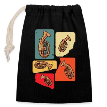 Kreatives Tenorhorn Design in Retro Farben - Verschließbarer Geschenkbeutel aus Baumwolle (14x20cm) - Schwarz - Vorne