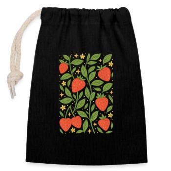 Berry Magic Strawberries - Closable cotton gift bag (14x20cm) - black - Front