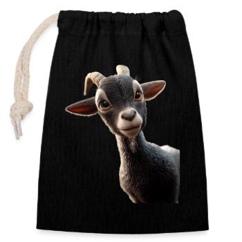 Ziege Hausziege Steinbock Ziegenbock Süße Ziegen - Verschließbarer Geschenkbeutel aus Baumwolle (14x20cm) - Schwarz - Vorne