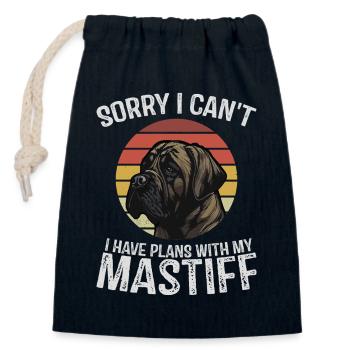 Désolé, je ne peux pas, j’ai des projets avec mon Mastiff - Sac cadeau en coton avec cordon (14 x 20 cm) - bleu marine - Devant