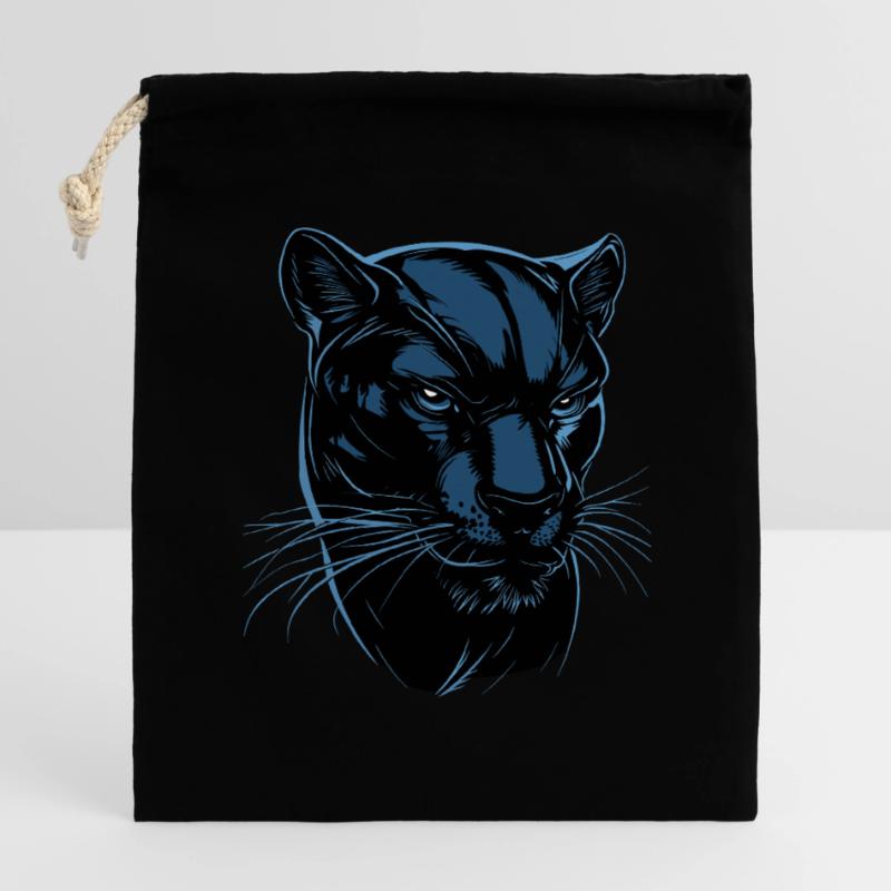 Panthère Léopard Grand Chat Mignon Gros Chat Panter Sac cadeau en coton avec cordon (14 x 20 cm)