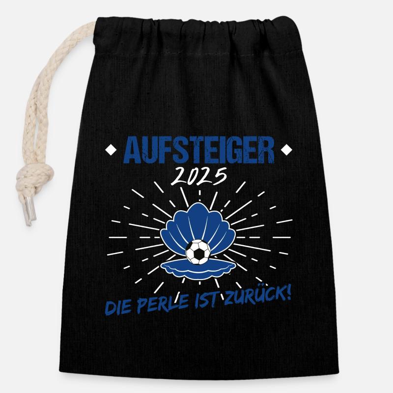 Hamburg Aufstieg - Verschließbarer Geschenkbeutel aus Baumwolle (14x20cm) - Schwarz