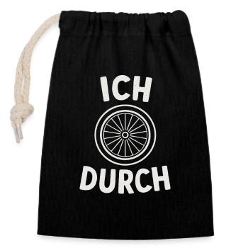 Je deviens fou – vélo - Sac cadeau en coton avec cordon (14 x 20 cm) - noir - Devant
