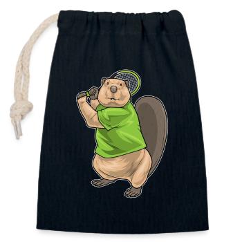 Biber Tennis Tennisschläger - Verschließbarer Geschenkbeutel aus Baumwolle (14x20cm) - Navy - Vorne
