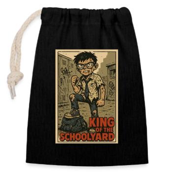 Model pupil and king of the schoolyard - Closable cotton gift bag (14x20cm) - black - Front