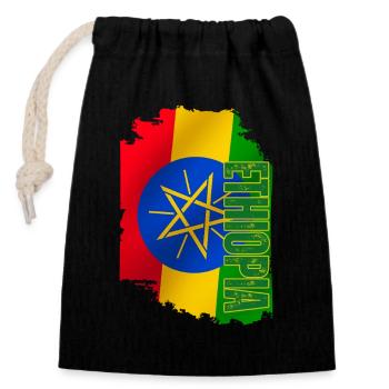 Ethiopia Flag Vertical, I Love Ethiopia - Closable cotton gift bag (14x20cm) - black - Front