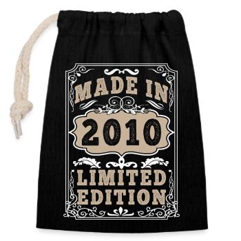 Original 2010 Vintage Vintage Retro Birthday - Closable cotton gift bag (14x20cm) - black - Front