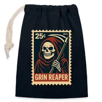 Der grinsende Sensenmann - Verschließbarer Geschenkbeutel aus Baumwolle (14x20cm) - Navy - Vorne