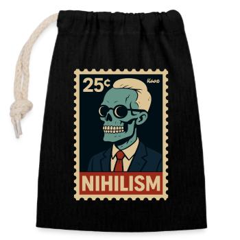 Timbre-poste Nihilism – Squelette en costume - Sac cadeau en coton avec cordon (14 x 20 cm) - noir - Devant