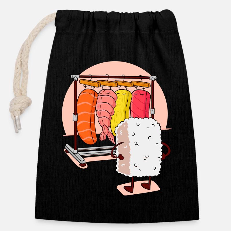 SUSHI Locker - Closable cotton gift bag (14x20cm) - black