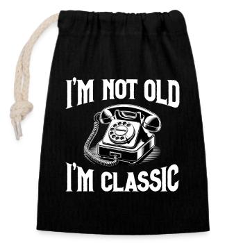 I'm Not Old – I'm Classic Retro Phone - Closable cotton gift bag (14x20cm) - black - Front